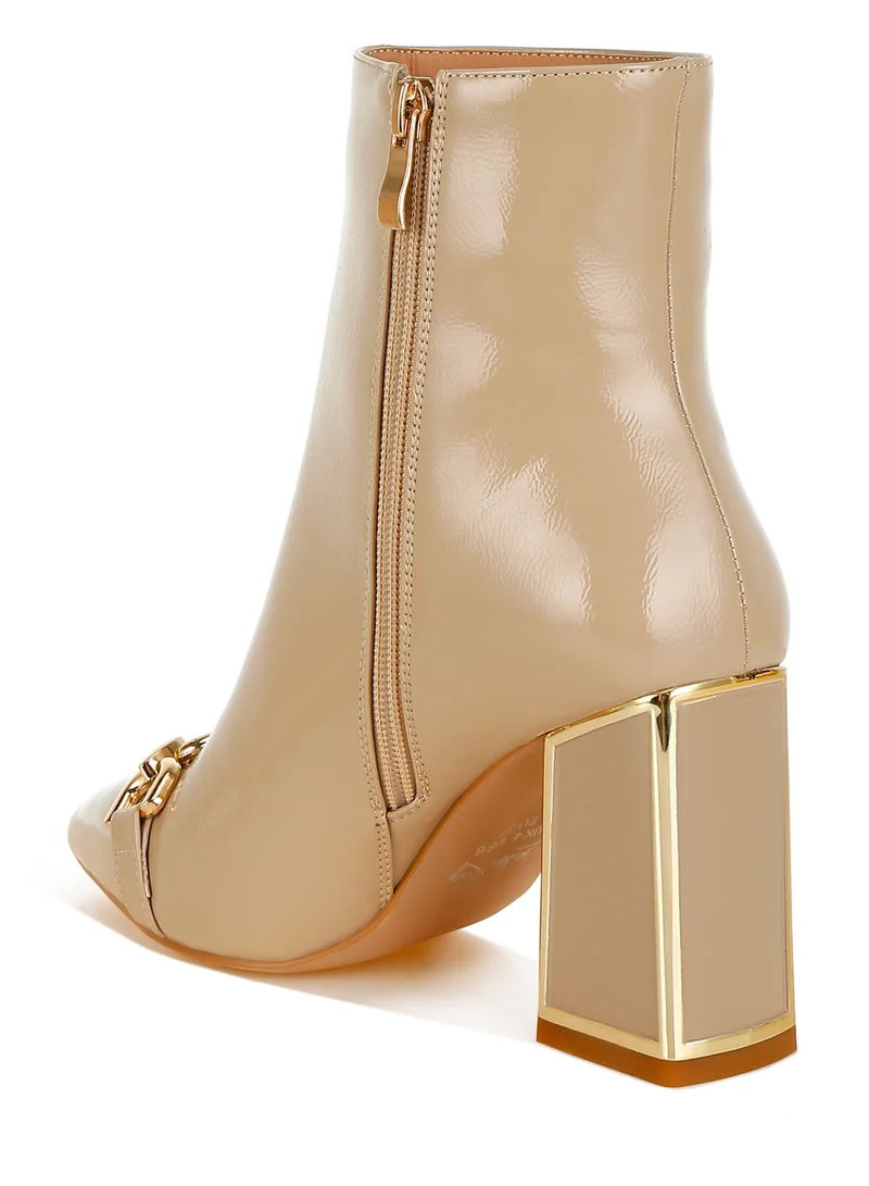 London Rag Metallic Chain Detail Boots in Beige