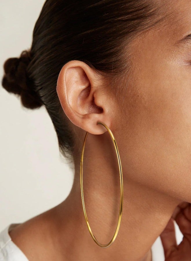 PROSTEEL 18K Gold Plated Hoop Earrings for Women Statement Jewelry Circle Round Earrings - Image 3