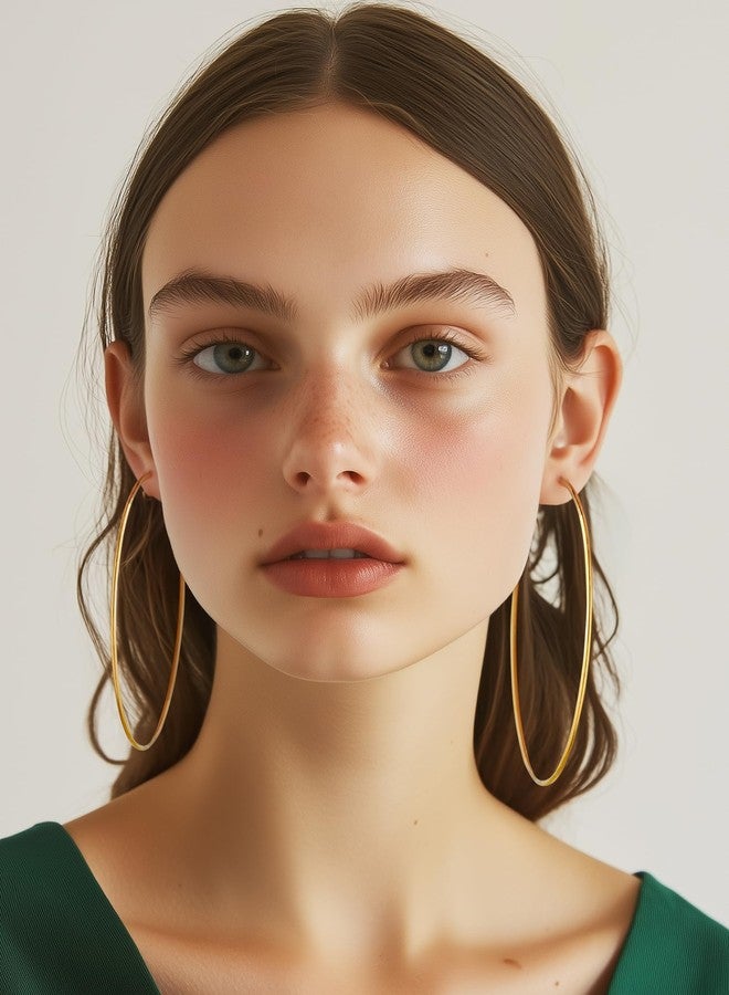 PROSTEEL 18K Gold Plated Hoop Earrings for Women Statement Jewelry Circle Round Earrings - Image 2