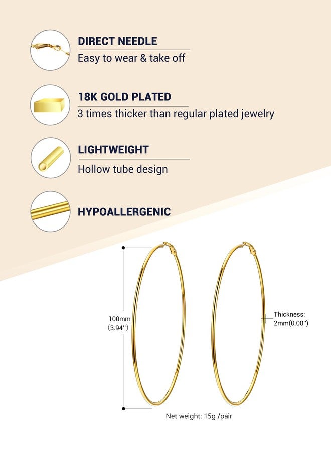 PROSTEEL 18K Gold Plated Hoop Earrings for Women Statement Jewelry Circle Round Earrings - Image 5