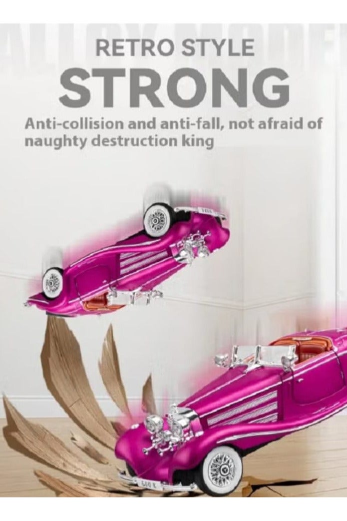 1/24 Scale Classic Mercedes-Benz 500K Diecast Alloy Model Car with Sounds and Lights (Purple) - Image 4