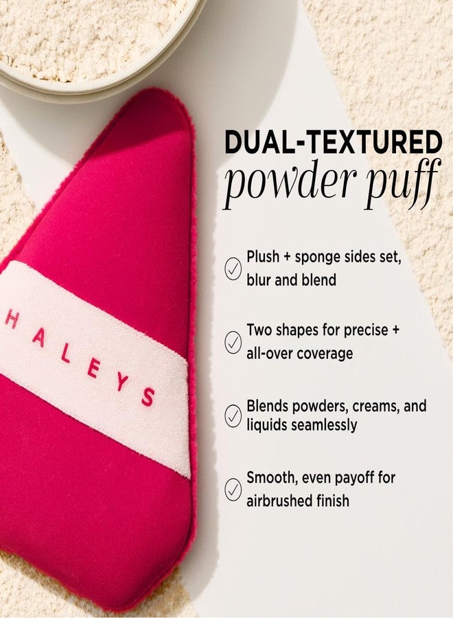 HALEYS Dual-Sided Powder Puff 2 Pack, 2 Full Size plush and sponge sides, Reversible Elastic Bands, Streak-Free, Easy Blending, 2 Shapes for Powder, Liquids, Creams, Washable & Reusable, Cruelty-Free - Image 3