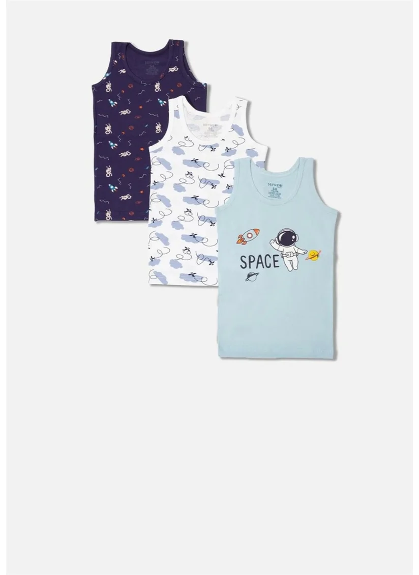 ديفنه Astronaut Pattern Printed 3-Piece Set Combed Elastane Boy's Undershirt