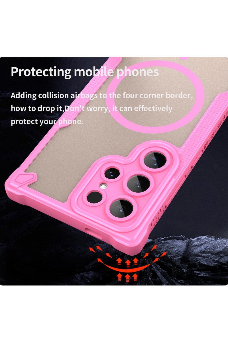 Cover For Samsung Galaxy S24 Ultra Armor Glaze MagSafe Magnetic Phone Case Raised edges around the screen and camera lens help prevent scratches - Pink - Image 3