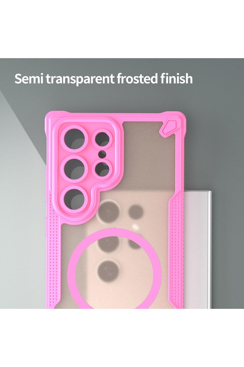 Cover For Samsung Galaxy S24 Ultra Armor Glaze MagSafe Magnetic Phone Case Raised edges around the screen and camera lens help prevent scratches - Pink - Image 4