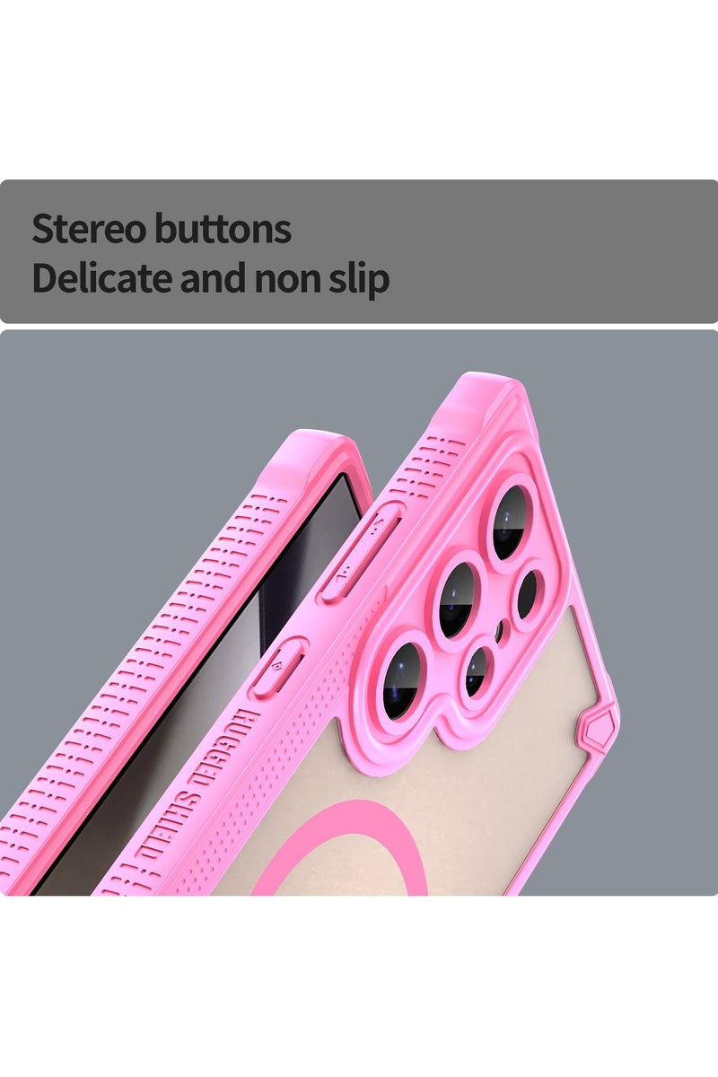 Cover For Samsung Galaxy S24 Ultra Armor Glaze MagSafe Magnetic Phone Case Raised edges around the screen and camera lens help prevent scratches - Pink - Image 5