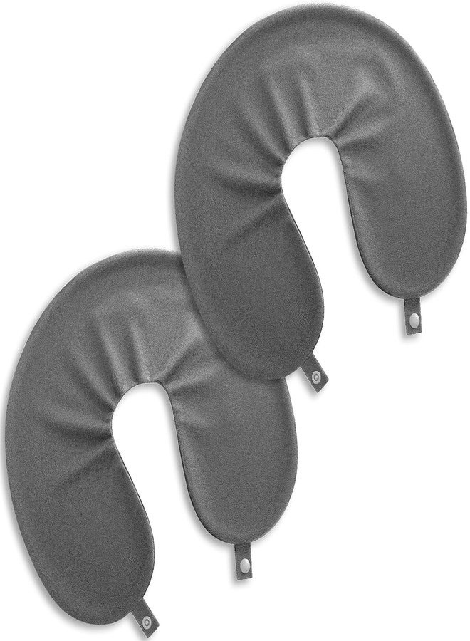 Larrel 2 Pcs Travel Neck Pillow Cover with Zipper, Soft Reusable U-Shaped Neck Pillow Cover Washable Smooth Airplane Pillows Covers (No Filler)(Grey) - Image 1