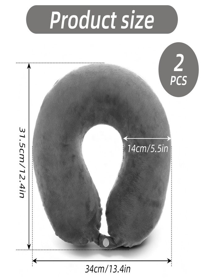 Larrel 2 Pcs Travel Neck Pillow Cover with Zipper, Soft Reusable U-Shaped Neck Pillow Cover Washable Smooth Airplane Pillows Covers (No Filler)(Grey) - Image 2