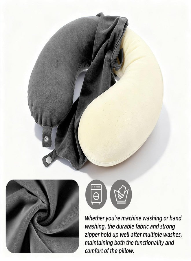 Larrel 2 Pcs Travel Neck Pillow Cover with Zipper, Soft Reusable U-Shaped Neck Pillow Cover Washable Smooth Airplane Pillows Covers (No Filler)(Grey) - Image 4