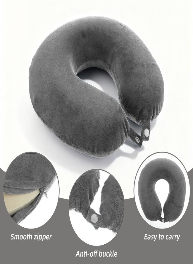 Larrel 2 Pcs Travel Neck Pillow Cover with Zipper, Soft Reusable U-Shaped Neck Pillow Cover Washable Smooth Airplane Pillows Covers (No Filler)(Grey) - Image 3