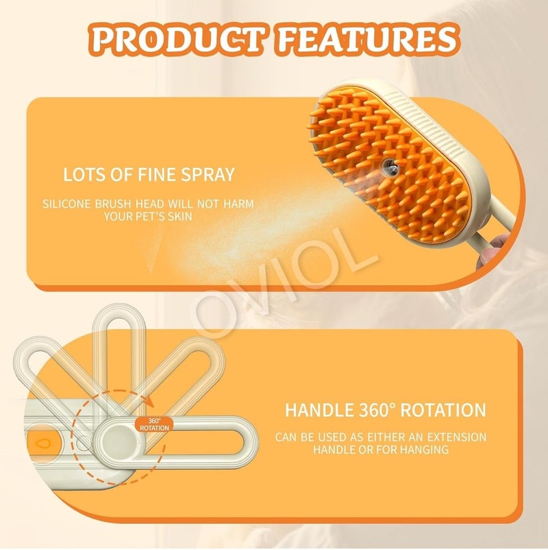 OVIOL Steam Brush for Dog Cat Steam Brush 3 in 1 Water Brush for Dogs Silicone Massage Dog Comb Electric Multifunctional Water Brush Spa for Dogs USB-Rechargeable Steamy Brush for Pet (Multicolor) - Image 3