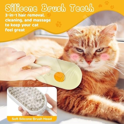 OVIOL Steam Brush for Dog Cat Steam Brush 3 in 1 Water Brush for Dogs Silicone Massage Dog Comb Electric Multifunctional Water Brush Spa for Dogs USB-Rechargeable Steamy Brush for Pet (Multicolor) - Image 4