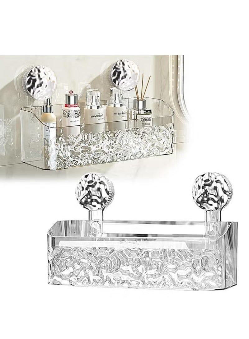 Beauenty 1pc Shower Suction Cup Caddy Light Luxury Style Glacier Pattern Suction Cup Shelf Shower Shelf Basket Shower Dispenser Soap Organizer Suction Cup Storage Rack - Image 1