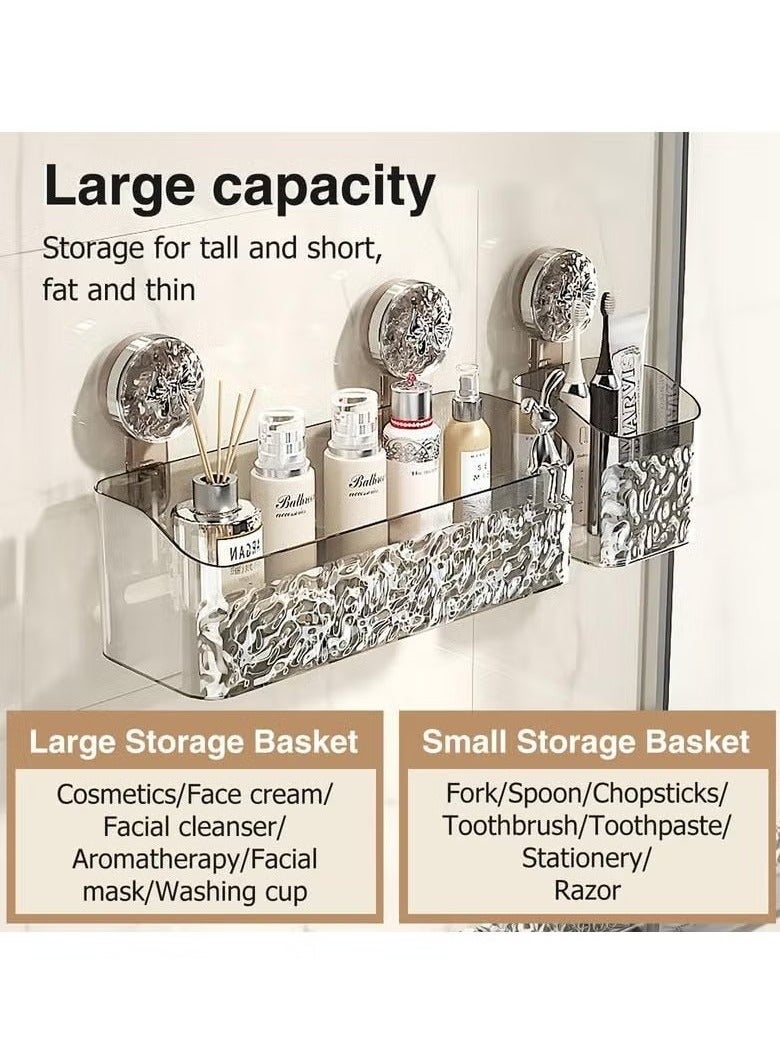 Beauenty 1pc Shower Suction Cup Caddy Light Luxury Style Glacier Pattern Suction Cup Shelf Shower Shelf Basket Shower Dispenser Soap Organizer Suction Cup Storage Rack - Image 4