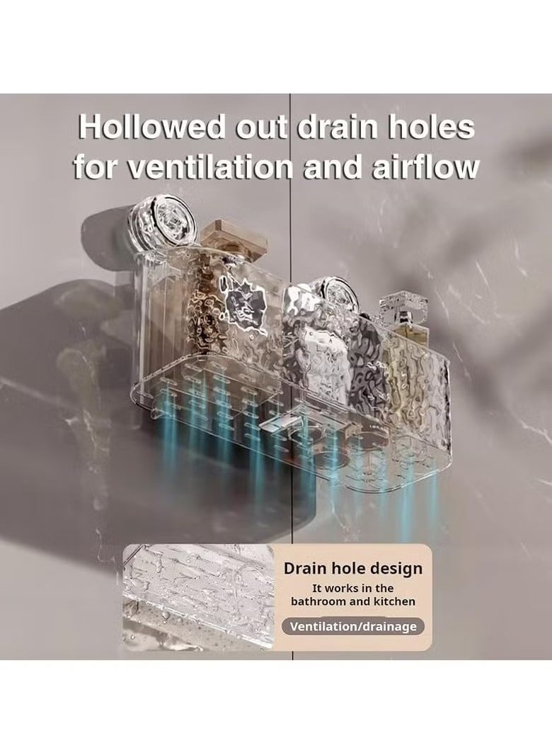 Beauenty 1pc Shower Suction Cup Caddy Light Luxury Style Glacier Pattern Suction Cup Shelf Shower Shelf Basket Shower Dispenser Soap Organizer Suction Cup Storage Rack - Image 5