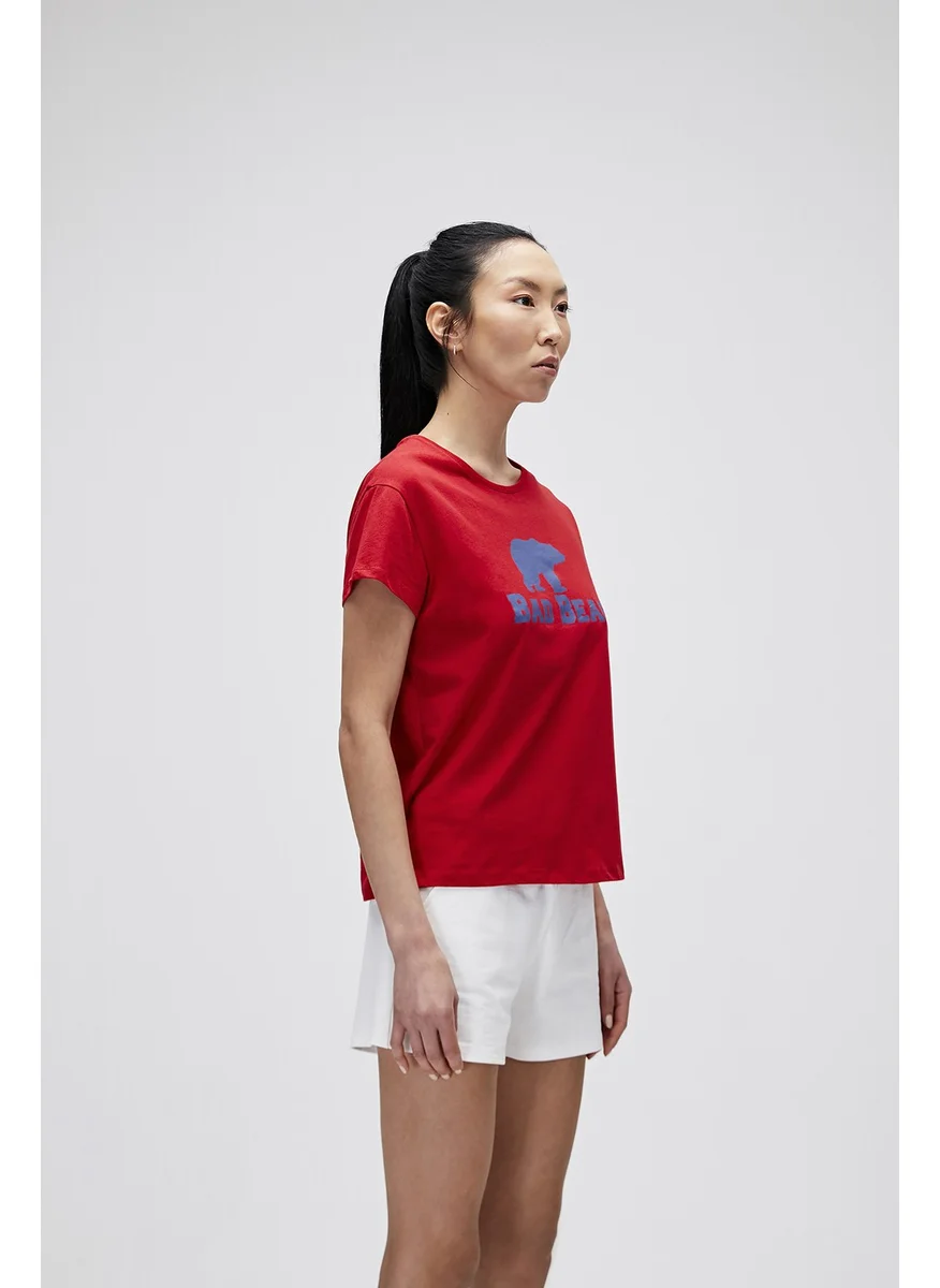 Bad Bear Women's Bright Red T-Shirt Logo Tee