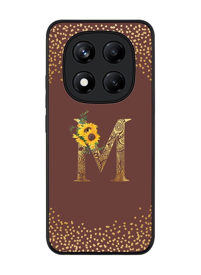 Stylizedd For Xiaomi Redmi Note 14 Pro 4G 4G Case,Slim fit Camera Protection, Shockproof Thin Phone cover  - Custom Floral Monogram - M  (Brown ) - Image 1