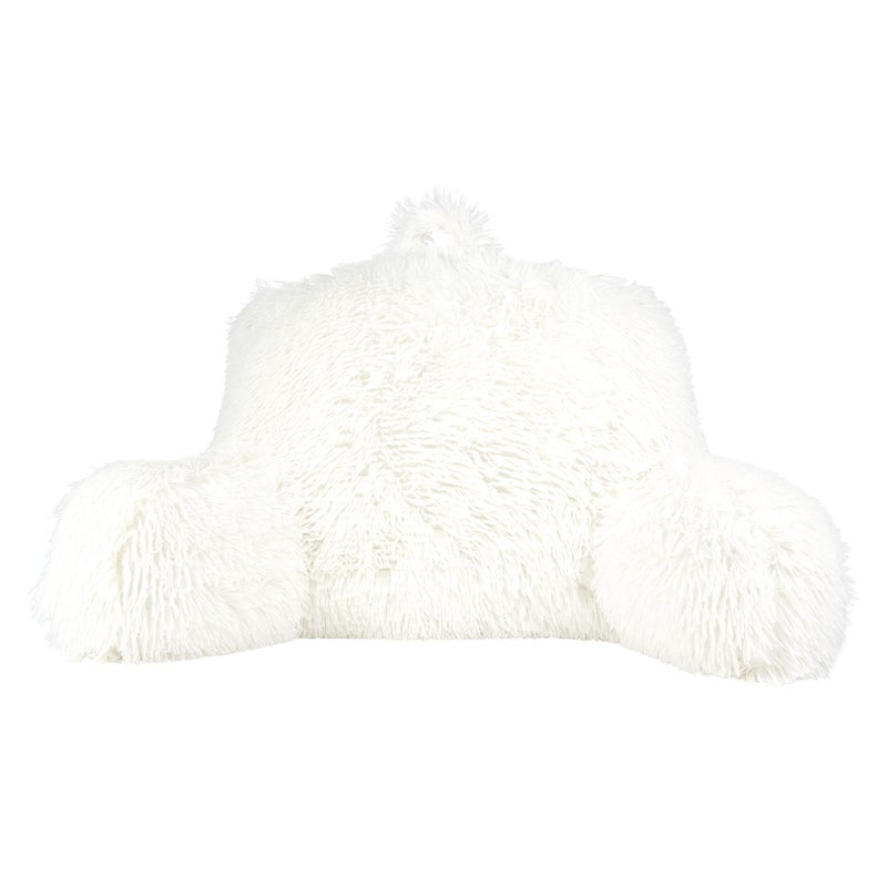 Klear Vu Shaggy Reading Pillow Back Rest Body Pillow for Adults and Kids Lumbar and Arm Support on Bed Chair Couch Sofa and Floor 30 x 21 One Size Winter White