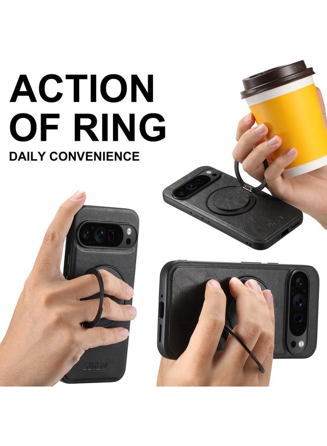 Suteni Case For Google Pixel 6a G3 G3 Oil Wax 360 Rotation Holder MagSafe Back Phone Case - Image 3