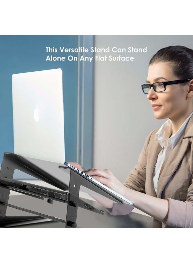 Pyle Portable Adjustable Laptop Stand - 6.3 To 10.9 Inch Standing Table Monitor Or Computer Desk Workstation Riser With Shelf Storage And Height Alignment For Dj, Pc, Gaming, Home Or Office - Plpts26 - Image 5