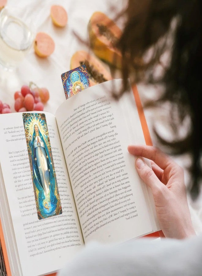 مجموعة فواصل كتب زجاجية ملونة كاثوليكية، 20 فاصل كتب ديني شفاف من مادة PVC مزين برسومات القديسين والعذراء مريم، هدايا كاثوليكية للنساء والرجال، لوازم مدرسية ومكتبية - Image 4