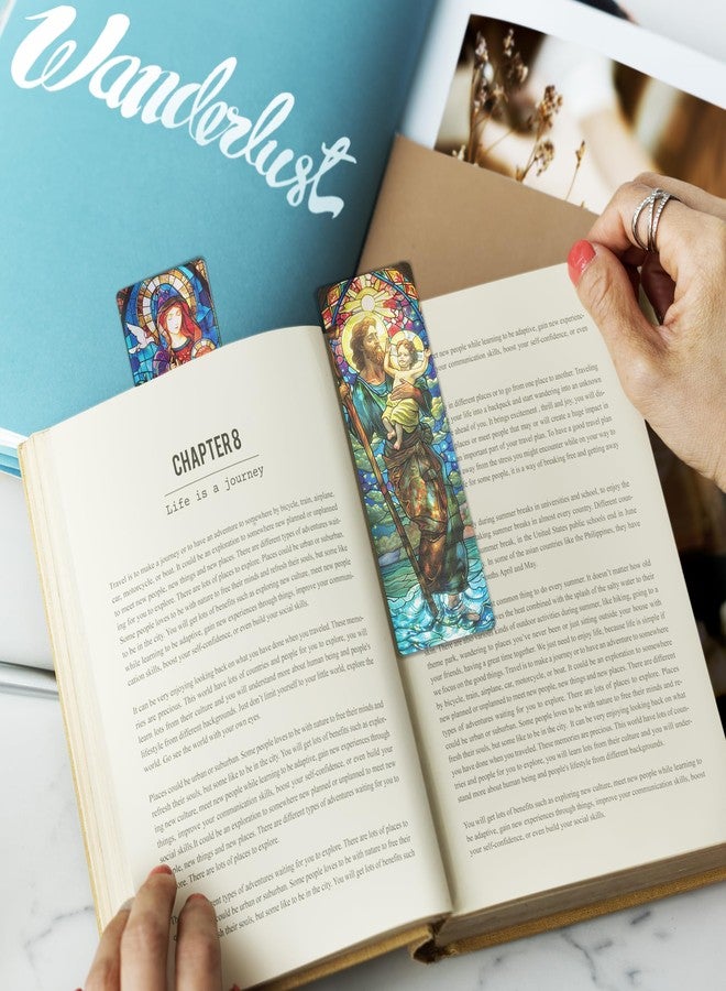 مجموعة فواصل كتب زجاجية ملونة كاثوليكية، 20 فاصل كتب ديني شفاف من مادة PVC مزين برسومات القديسين والعذراء مريم، هدايا كاثوليكية للنساء والرجال، لوازم مدرسية ومكتبية - Image 5
