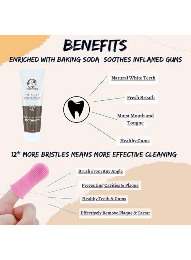 مجموعة العناية بالفم ومضغ الحيوانات الأليفة (عظمة الشوك، حبل بعقدتين، فرشاة أسنان من السيليكون ومعجون أسنان على شكل دجاج، 100 جرام) | مناسبة للكلاب الصغيرة والمتوسطة والجراء - Image 5
