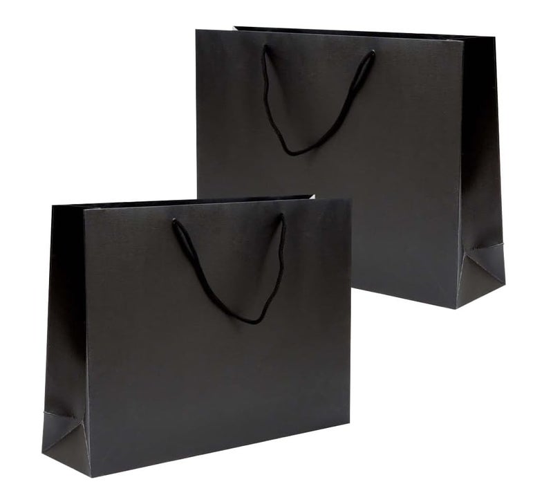 Amit Marketing Black Paper Carry Bag - 250 GSM Kraft Matt Lamination Paper Bags with Braided Cotton Handle I for Return Gifts Carrying Packaging Shopping Grocery Parcel Take Out - L15xW4.25xH11 Inch (50 Pcs) - Image 4