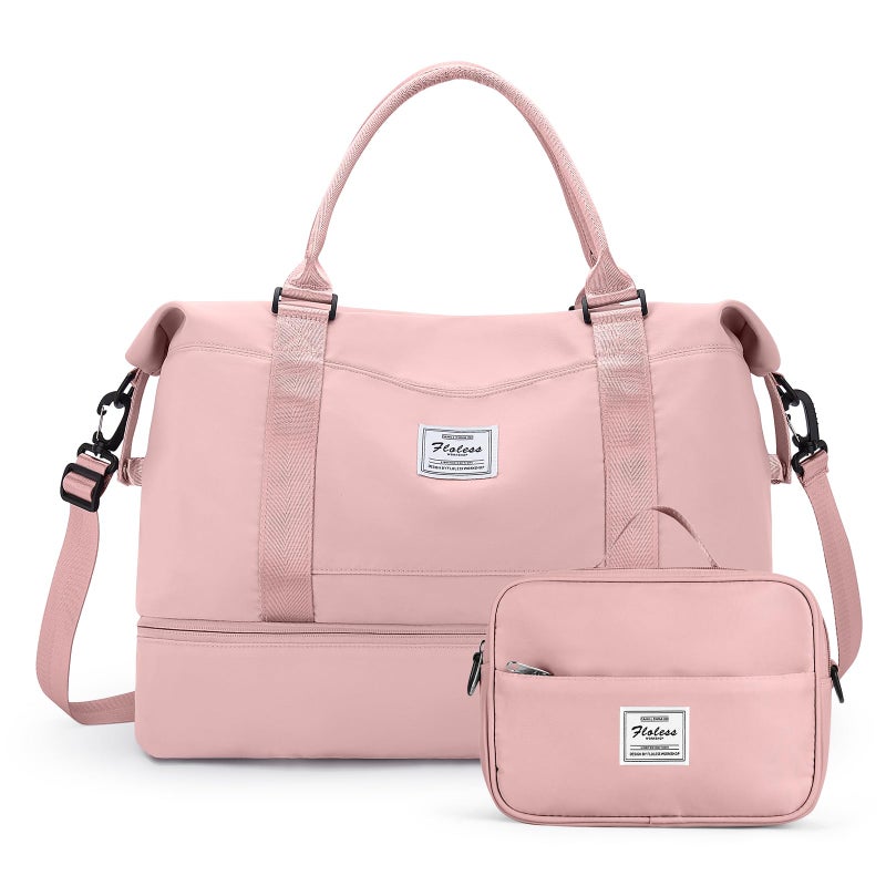 HYC00 Travel Duffel Bag with Shoes Compartment Carry on Overnight Weekender Bags for Women For Spirit Airlines 18x14x8 Personal Item Bag - Image 2