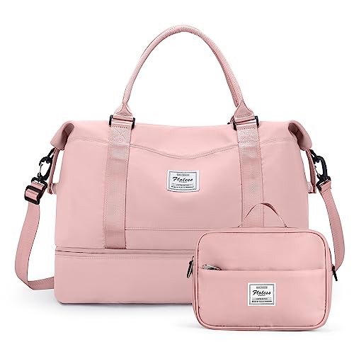 HYC00 Travel Duffel Bag with Shoes Compartment Carry on Overnight Weekender Bags for Women For Spirit Airlines 18x14x8 Personal Item Bag - Image 1