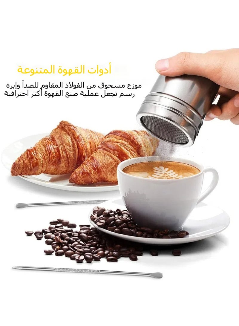 general Coffee Latte Art Mold Hollow Stencil Fancy Powder can Coffee Spoon Latte Art Needle 24 Pieces Tool Set - Image 2