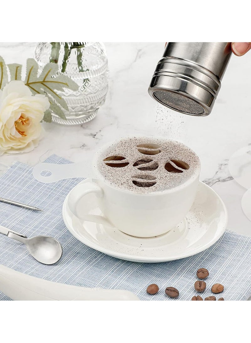 general Coffee Latte Art Mold Hollow Stencil Fancy Powder can Coffee Spoon Latte Art Needle 24 Pieces Tool Set - Image 3