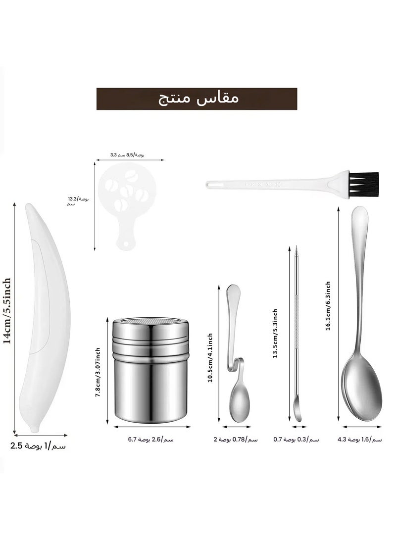 general Coffee Latte Art Mold Hollow Stencil Fancy Powder can Coffee Spoon Latte Art Needle 24 Pieces Tool Set - Image 4