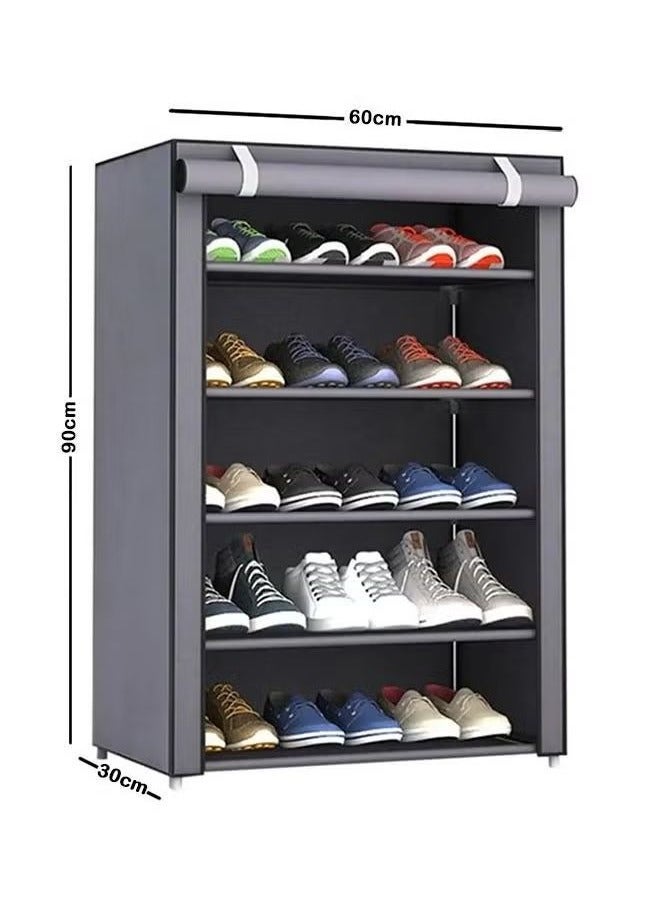 Generic 6-layer shoe rack, non-woven fabric cover shoe storage cabinet, corridor, doorway, living room shoe rack grey  - Image 2