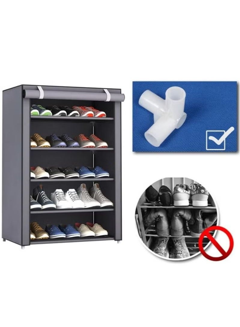 Generic 6-layer shoe rack, non-woven fabric cover shoe storage cabinet, corridor, doorway, living room shoe rack grey  - Image 3