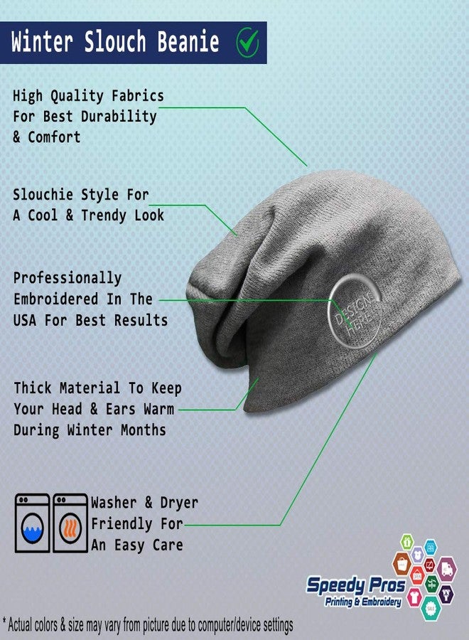 Speedy Pros Custom Slouchy Beanie Colorado Flag State Embroidery Acrylic Skull Cap Hats for Men & Women Light Grey Design Only - Image 2