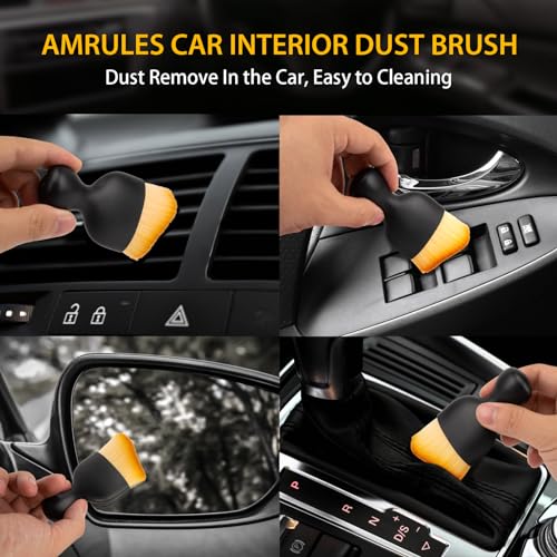 Amrules 2PCS Car Interior Detailing Brush, Auto Car Detailing Brush Dusting Brush, Soft Bristles Car Interior Cleaning Tool for Dashboard Interior, Exterior, Skylight, Leather, Dust Brush, Brown - Image 3