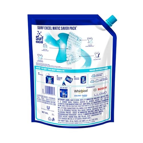 Surf Excel Matic Top Load Liquid Detergent 2 L Refill|| Specially designed to remove Tough Dried Stains, 1st time in Washing Machine - Image 2