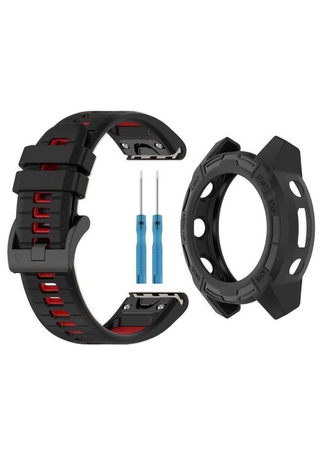 22mm QuickFit Silicone Watch Band with Protection Case for Garmin Descent G2/G1 Smartwatch Strap