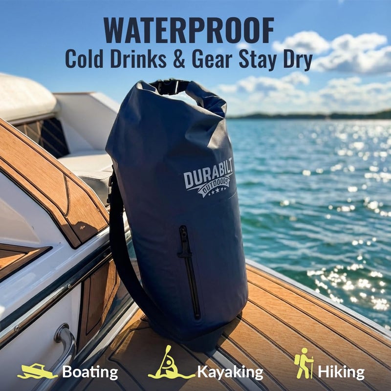 Durabilt 20L Waterproof Cooler Roll Top Backpack Sack, Heavy-Duty Soft Insulated Bag Doubles as Dry Bag, Holds 24 Cans...14+ with ice, Ideal for Boating, Fishing, Kayaking, Hiking, Beach, Camping - Image 5