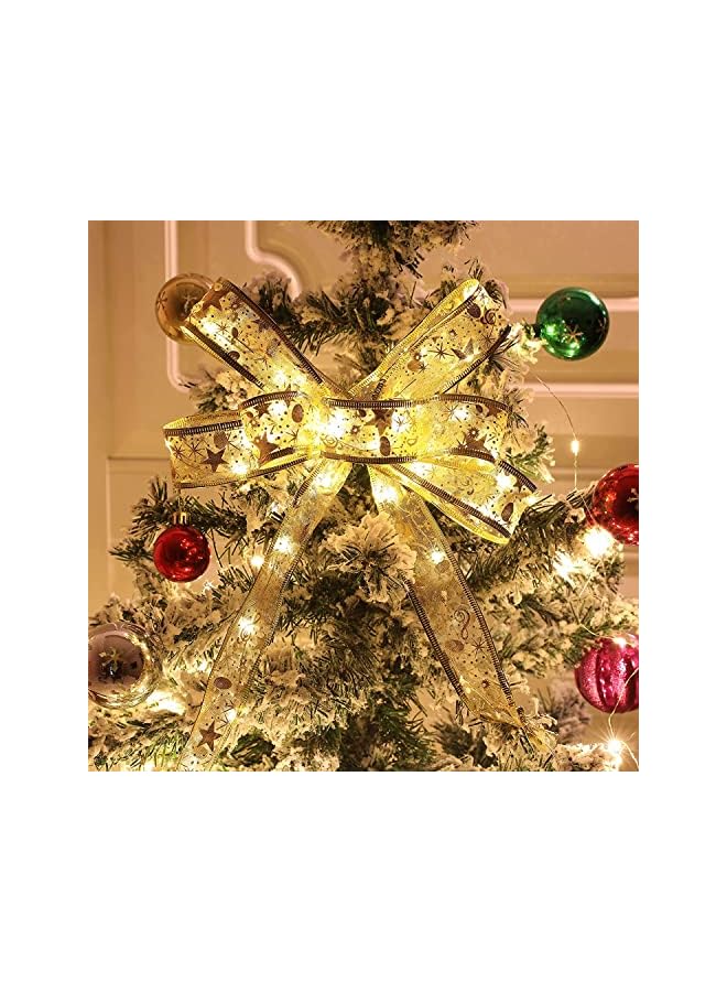 The Bros Battery Powered Double Layer Copper Wire Ribbon 100 LED Lights for Decorations - (32ft, Gold) - Image 4