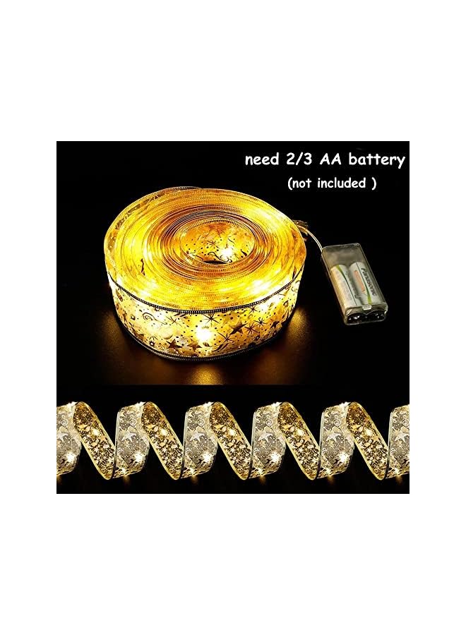 The Bros Battery Powered Double Layer Copper Wire Ribbon 100 LED Lights for Decorations - (32ft, Gold) - Image 5