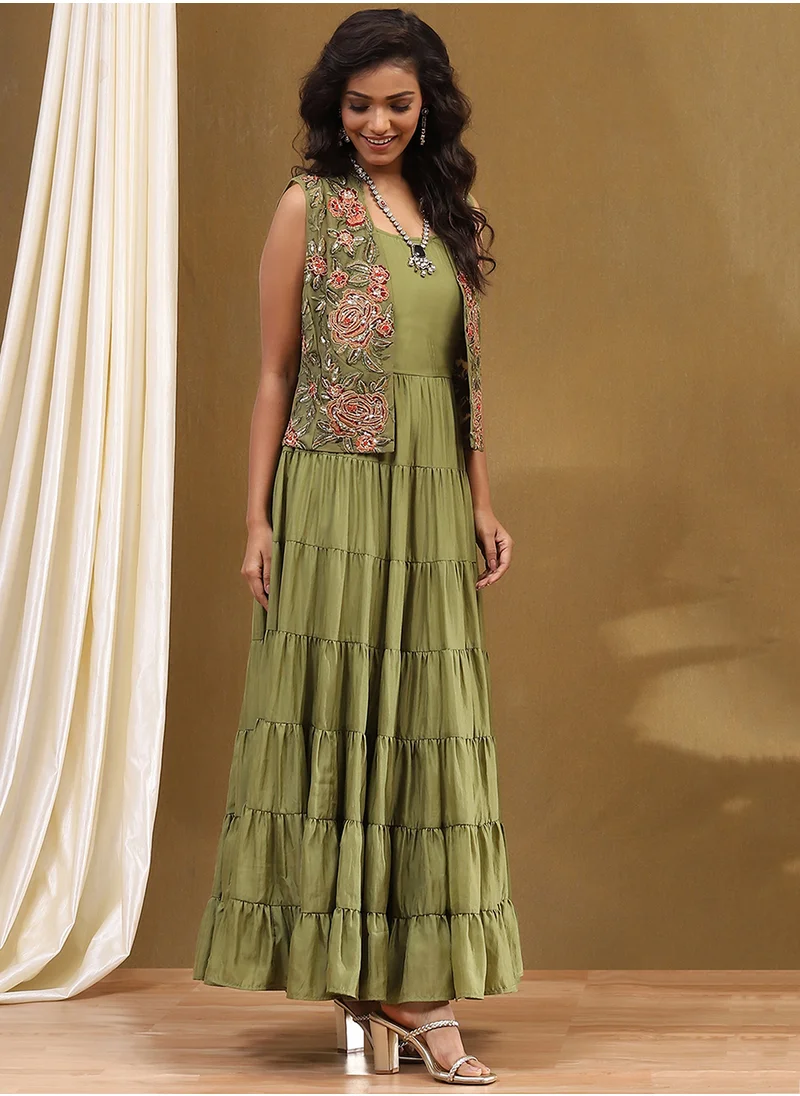 Biba Embroidered Tiered Dress & Jacket Set