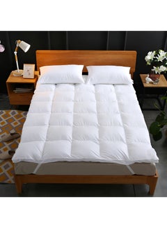 Rest Mattress Topper 200X200+8Cm Thick 900Gsm Filling And Plush Brushed Fabric With 4-Side Elastic Bands For Secure Fit White Extra Thick Bed Topper Fluffy Super Soft Topper  - Image 1