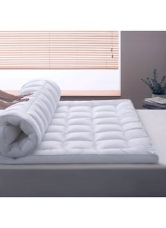 Rest Mattress Topper 200X200+8Cm Thick 900Gsm Filling And Plush Brushed Fabric With 4-Side Elastic Bands For Secure Fit White Extra Thick Bed Topper Fluffy Super Soft Topper  - Image 4