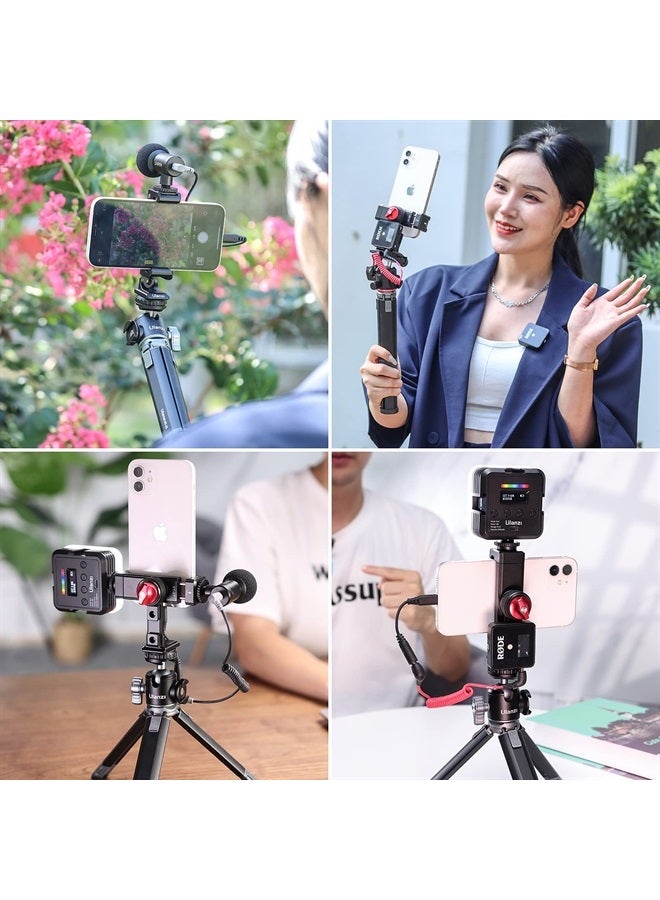 حامل ثلاثي القوائم للهاتف معدني مع 3 أحذية باردة وفتحة أركا، محول ثلاثي القوائم 360° للهواتف الذكية لحامل الهاتف المحمول آيفون سامسونج لسطح المكتب لتصوير الفيديو والبث المباشر والتدوين المرئي