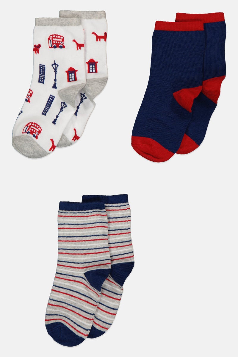 Joe Boxer Kids Boy 3 Pairs Graphic Print Crew Socks, Multicolor - Image 3