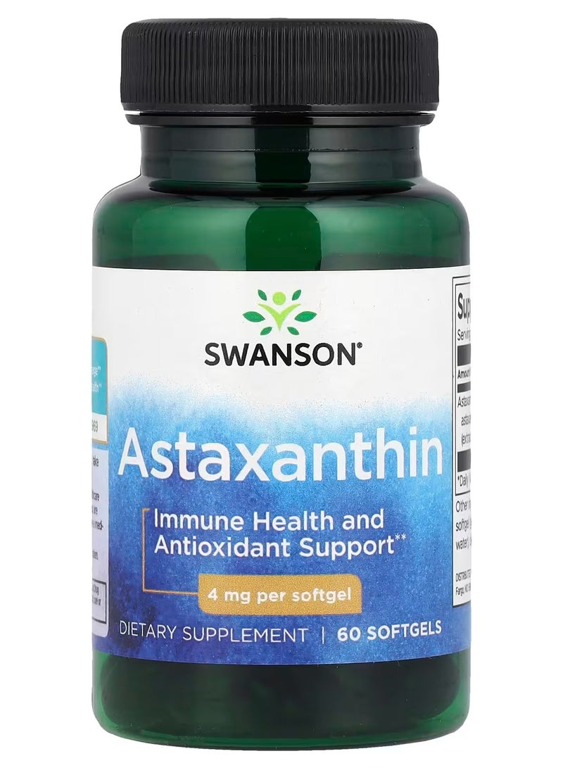 سوانسون Swanson, أستازانتين، 4 ملجم، 60 كبسولة هلامية