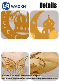 WAOKN 3pcs church/Castle/Butterfly Candlestick Iron Holder Wrought Iron Holder for Eid Decor Wedding Centerpieces Home Table Decor Birthday Party Eid Gifts Metal Candlestick Decoration Ornament(Gold)  - Image 4