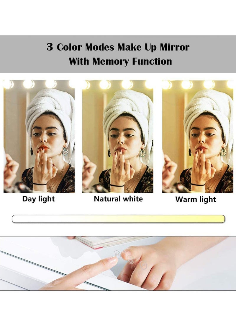 Hihonor Vanity/Makeup Mirror with Lights,10X Magnification，with 14 Dimmable LED Bulbs,3 Color Modes,Touch Control for Bedroom,Tabletop or Wall-Mounted  - Image 3